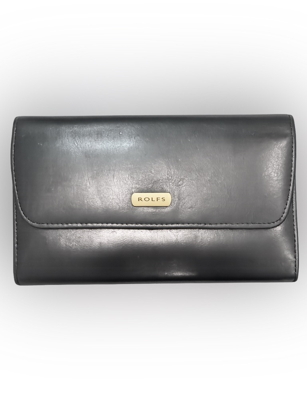 Vintage Rolfs Essentials Genuine Leather Checkbook Wallet Black Organizer